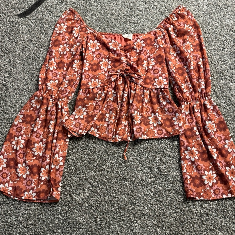 Floral Off-Shoulder Top - Orange